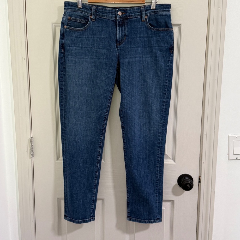 Eileen Fisher Skinny Jeans Womens 10 Blue Organic Cotton‎ Stretch Dark Wash Blue